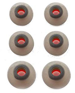 HÖRLUCHS® 10 Stück In-Ear Silikon Domes Größe M, universal für In-Ear Kopfhörer - Grau Transparent/Rot