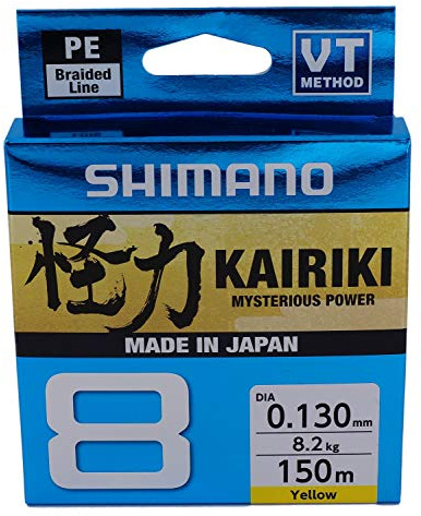 Shimano Kairiki 8 59WPLA58R geflochtene Angelschnur, Gelb, 150 m