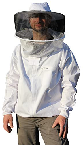 Qualitäts Imkerjacke | atmungsaktive Baumwolle, kräftig & leicht | weit und bequem |Größe 5XL | Imkerhaube abnehmbar