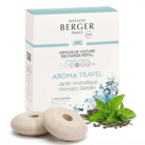 MAISON BERGER Auto-Diffusor Nachfüllung Aroma Travel, 2er-Set Keramik | Keramik-Nachfüllung Aroma Travel für Auto-Duftdiffusor, passive Diffusion ca. 4 bis 6 Wochen