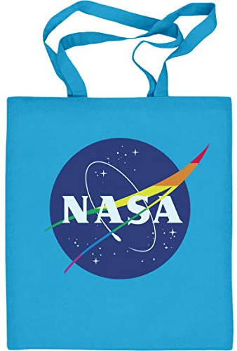 Shirtgeil LGBT Nasa Logo in Regenbogen Farben Jutebeutel Baumwolltasche One Size Hellblau