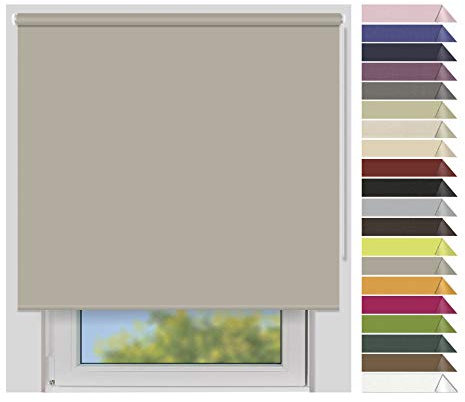 EFIXS Verdunklungsrollo Medium - Rollos nach Maß - 25 mm Rollowelle - Stoffbreite bis 220 cm, Höhe bis 240 cm - Hier: bis 200 cm x 190 cm (BxH) - steingrau (7929) - mit & ohne Bohren