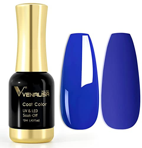 VENALISA 12ml Elegant Blue Gel Nail Polish Soak Off Nail Lamp UV LED Natural Nail Gel Polish Nail Art DIY Manicure French Gifts, 0.43 OZ