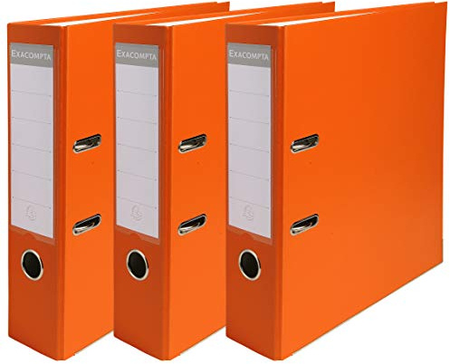 Exacompta - Réf. 918414SE - Lot de 3 classeurs à levier - dos de 80mm - format à classer A4 - extérieur en polypropylène / intérieur en papier - orange