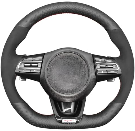 MEWANT DIY Hand Nähen Auto Lenkradbezug aus Echtleder&Wildleder Lenkradhülle für Kia Stinger 2017-2020