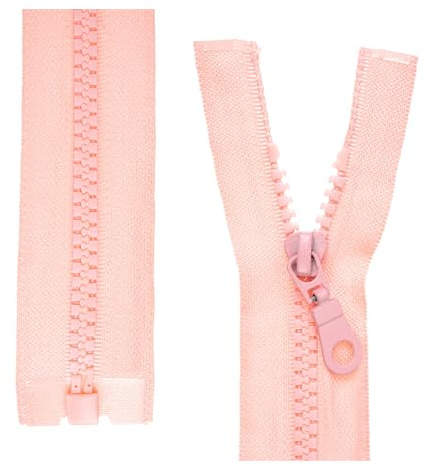 Teilbarer Reißverschluss, 2 Stück, 25 cm Schienenlänge, in Rosa, 1-Weg offenes Ende #5, 5,75 mm Schienenbreite, 34 mm Bandbreite, Ersatz Reissverschluss Kunststoff, Kunststoffreissverschluss # 5