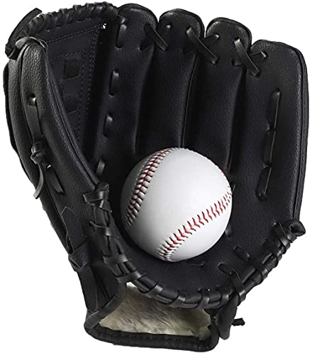 Cxing Baseballhandske, baseballhandske för barn och vuxna med 1 mjuk boll, PU-läder-basebollhandske, softball sporthandskar (svart, 30 cm)