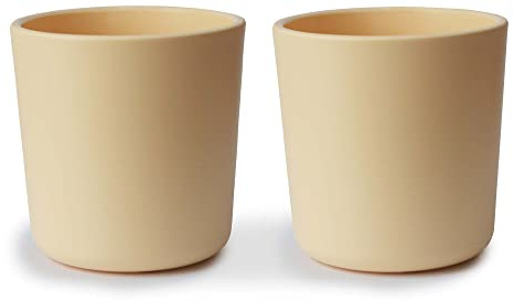 mushie 2 x Trinkbecher für Kinder | Hergestellt in Dänemark | BPA-Frei & Spülmaschinenfest | Sichere, Hochwertige & Langlebige Erstausstattung für Kleinkinder Jungs & Mädchen | (Daffodil)