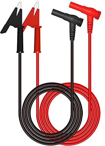Greluma 2 Pc de test multimètre, fiche banane à angle droit vers pinces crocodiles fils de câble de test souples pour les tests électriques 3,3 pieds/1 m