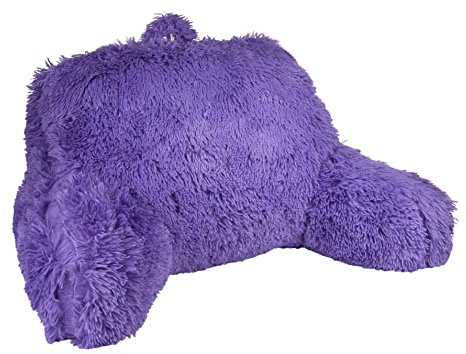 Klear Vu Shaggy Reading Pillow Back Rest Body Pillow for Adults and Kids, Lumbar and Arm Support on Bed, Chair, Couch, Sofa and Floor, 30 x 21, One Size, Purple Rain