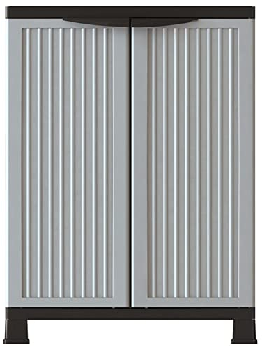 Gecheer Kunststoffschrank Gartenschrank Balkonschrank Beistellschrank Haushaltsschrank Putzmittelschrank Werkstattschrank Schrank 68x39x92 cm