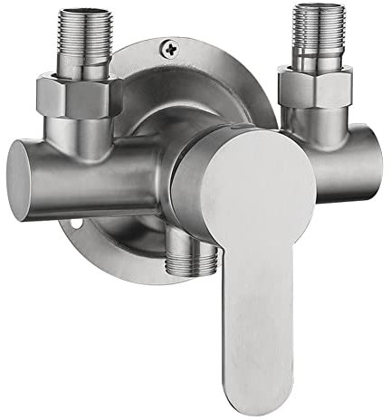 Robinet de douche en acier inoxydable G1/2 avec mitigeur d'eau chaude et froide - Poignée murale en métal (sans tuyau de douche)