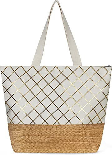 normani Große Schultertasche - Strandtasche - Shopper mit Reißverschluss und Innentasche - XL Damen Tasche 20 Liter