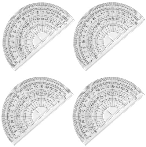 SZXMDKH Transportador de plástico para medición de ángulos, matemáticas, 180 grados, 4 pulgadas, transparente (4 unidades)