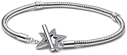 Pandora Moments Asymmetrischer Stern T-Verschluss Schlangen-Gliederarmband
