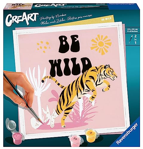 Ravensburger CreArt Be Wild - Malen nach Zahlen für Erwachsene | DIY Malset mit Pinsel und Acrylfarben, 20 x 20 cm, Geschenk für Frauen und Männer