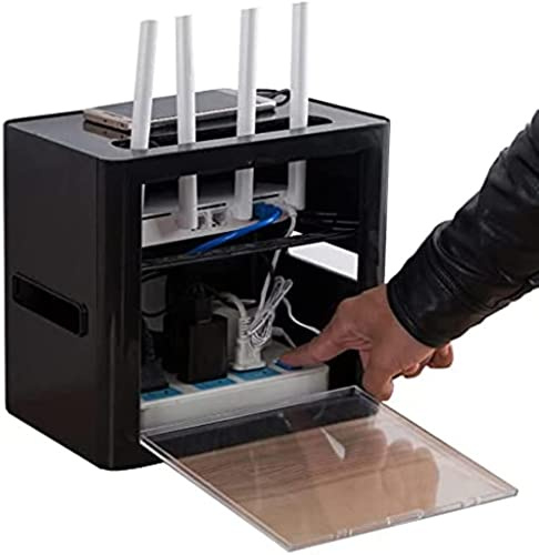 BTURYT Router Aufbewahrungsbox,2 Tier Set-Top Box Unterstützt WiFi Router Halterung Set-Top Router Aufbewahrungsbox Home Und Office WiFi Router Einstellbare Kabelbox Spielekonsolen, TV Zubehör