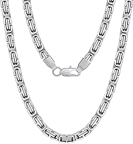 VEXXS Kette Herren 4/6mm, 18K Gold beschichtet Edelstahl Königskette, Byzantinische Goldkette für Herren Damen Mädchen Männer Jungen, Hip Hop Schmuck Geschenk,45-65cm