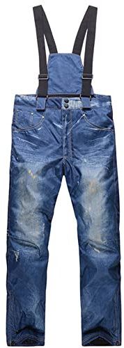 Bestgift Winter Denim Skihose Herren Skihose, blau, XXXL