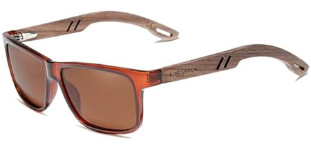KINGSEVEN Marke Design TR90 + Walnuss Holz Handgemachte Sonnenbrille Männer Polarisierte Brillen Zubehör Sonnenbrille Verstärktes Scharnier (Braun)