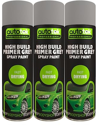 Autotek Grey High Build Primer Spray Paint 500ml x3