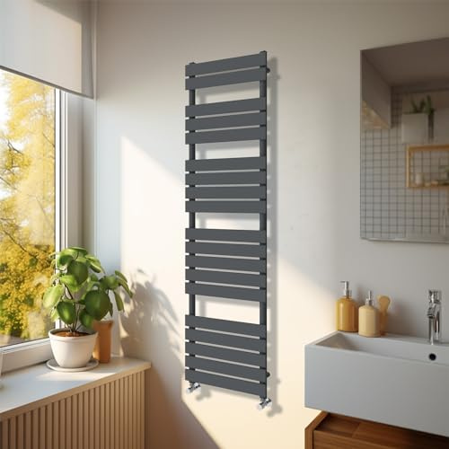 NRG Bathroom 1800 x 450mm Flat Panel Heated Towel Rail Radiator Anthracite