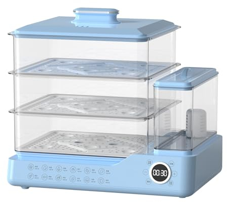 POWHA Cuiseur à Vapeur électrique, cuiseur à Vapeur Multi-cuiseur Amovible à 3 Niveaux, capacité de 24 L, cuiseur à Vapeur de légumes 800W, écran Tactile numérique avec réservoir d'eau, réservation