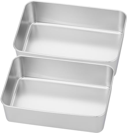 LIFKOME 2pezzi Teglie Quadrate in Acciaio Resistenti Da Piani Antiaderenti Per Dolci Mousse e Torta Riutilizzabili Per Forno e Servire Dolci