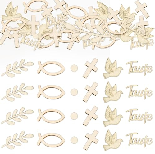 120 Stück Streudeko Taufe Holz, Babyparty Tischdeko, Boho Konfetti Mit 6 Mustern für Junge Mädchen, Basteln, Dekorationen