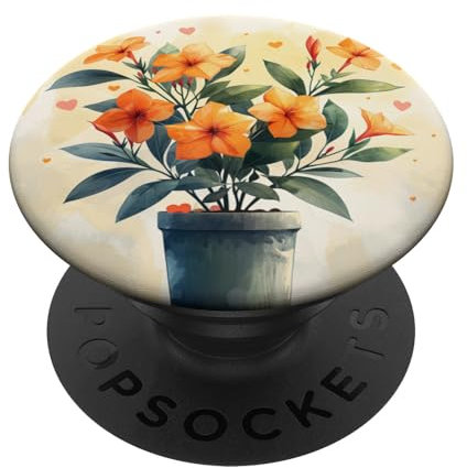 Oleander Plant In Pot Cottagecore Hearts Graphic PopSockets Swappable PopGrip