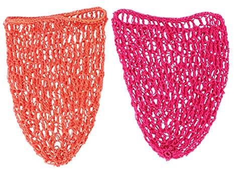 WRITWAA 2stücke Handgehäkelte Netz Schlafmütze Langer Haarnetzschoner Für Damen Farben Rosarot Orange Atmungsaktiv Dehnbar Haarschutz Für Nachtruhe