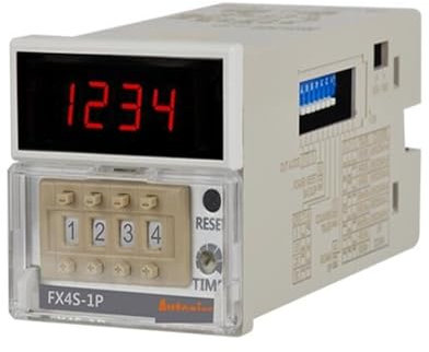 Compteur et minuterie FX4S-1P2, 1/16 DIN, 4 Chiffres, LED, 1 préréglage, Sortie Relais et NPN, 24 VCA 50/60 Hz 24-48 VCC