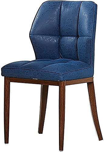 Moderner Esszimmerstuhl aus Leder mit Holzimitat Eisenbeinen, blauer Holzstuhl für Küche, Wohnzimmer, Schlafsaal, Schlafzimmer, Balkon, stilvoller Beistellstuhl für Empfangs- und Loungebereiche