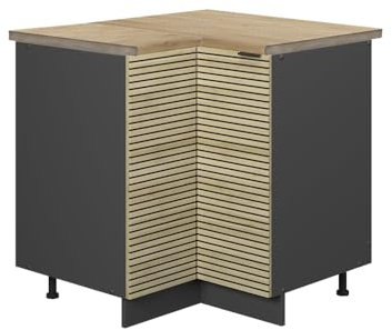 Vicco Eckunterschrank Fame-Line, Eiche Paneel, 80.5 cm, AP Eiche, zur Kombination mit weiteren Modulen der Fame-Line Serie