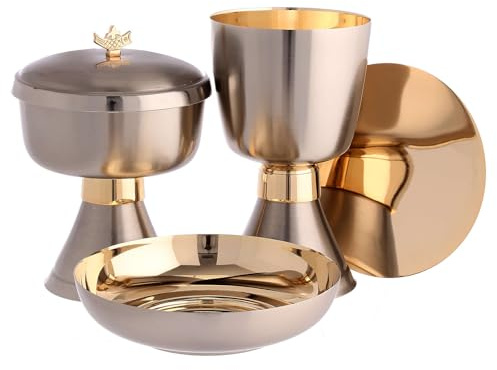 Holyart Cáliz copón Patena para ofrendas Estilo Moderno latón Plateado, Copón