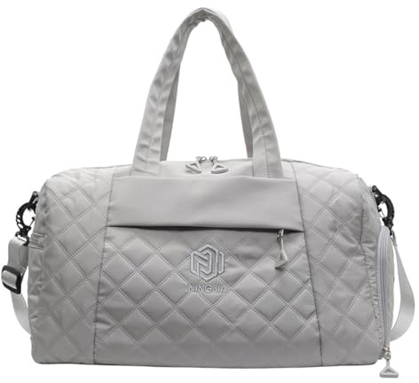 Vllcsla Sporttasche Reisetasche Damen 25L, Damen Kleine Sporttasche mit Schuhfach, Weekender Tasche Damen mit Nassfach, Damen Schwimmtasche Trainingstasche, Gym Tasche Damen 43x25x23 cm, Grau