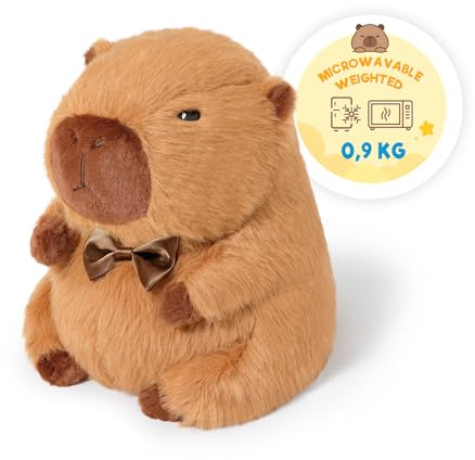 shownicer Wärmekissen Stofftier Capybara 0,9 KG Wärme-Kuscheltier Mikrowelle Wärmendes Plüschkissen Gewichtstiere Plüschtier Geschenk für Erwachsene Kinder (Capybara Braun, 23cm)
