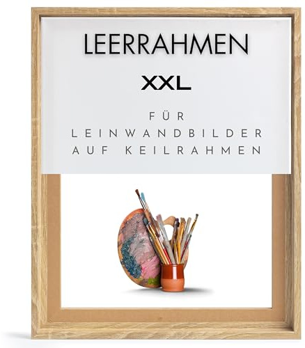 NB Akzent Schattenfugenrahmen XXL 150x150 cm - Sonoma Eiche – Leerrahmen mit Tiefeneffekt aus MDF Holz in zerlegter Form – für Leinwandbilder auf Keilrahmen