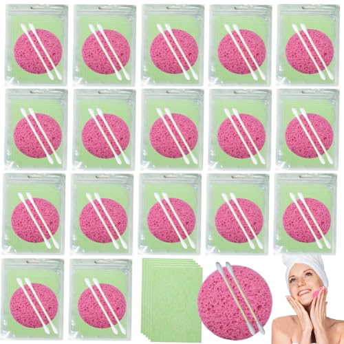 Confezione da 30 pezzi usa e getta da viaggio per la pulizia del viso con 5 fogli assorbenti per l'olio; pulizia e igienica; spugna detergente viso da viaggio; confezione portatile per struccante