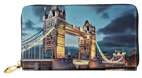 Portefeuille Tower Bridge à Londres pour femme - Grande capacité - Porte-cartes de crédit - Fermeture éclair - Pochette de voyage pour femme, Tower Bridge à Londres, Taille unique, Classique