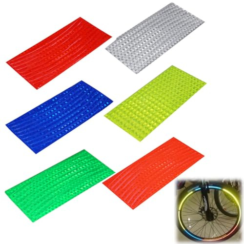 KEWUF Reflecteur Rayon Velo, Autocollants Réfléchissants, Réflecteurs de Rayons de Vélo, Bande d'Avertissement de Nuit, Convient à la Conduite de Nuit (6 Pièces, 6 Couleurs)