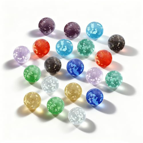 SHIQUAN Murmeln Glas, 20 Stück Murmeln Kinder, 16mm Glasmurmeln Bunt, Glasmurmeln im Dunkeln Leuchten, Bälle für Bällebad, Geeignet für Murmelspiele, Heimdekoration (10 Farben)