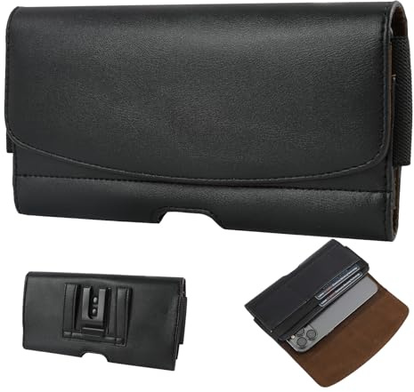 Bolso Cintura Hombre Universal para Smartphone en Cuero, Funda Horizontal, Bolsa Teléfono Cintura Compatible para S24, S23, S22 y IP 12, 13, 14, 15, Diseño Elegante y Resistente para Uso Diario