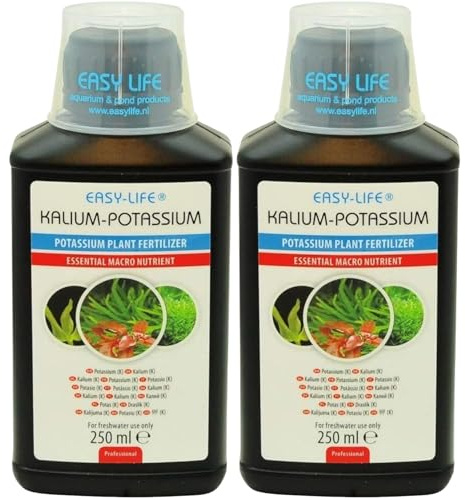 Easy Life Kalium 2er Pack – 2X 250 ml Flüssiger Kalium-Dünger für Aquarium-Pflanzen, unterstützt gesundes Wachstum, kräftige Blätter, einfache Anwendung, sicher für Fische