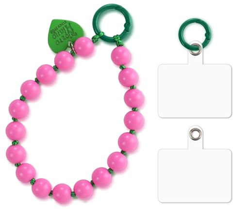 ZhuoFan Bracelet Cordon Chaîne de Téléphone Portable,Bijoux de Telephone Universelle,Dragonne de Lanière de Téléphone Perlée Chaine Telephone Portable,Compatibles avec Tous Les Smartphones,Rose Rouge