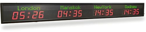 Orologio Mondiale A LED da Parete, Orologio Digitale A Colori con 4 Fusi Orari, Display di Grandi Dimensioni, Regolazione della Luminosità, Adatto per Hotel, Aziende, Aeroporti Internazionali