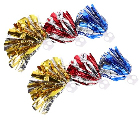 Parliky 6 Pièces Pompons de Pom-Pom Girl Plastique Léger avec Poignées Confortables pour Danse Sportive et Encouragement Équipe Accessoires de Cheerleading Métalliques pour Fête et