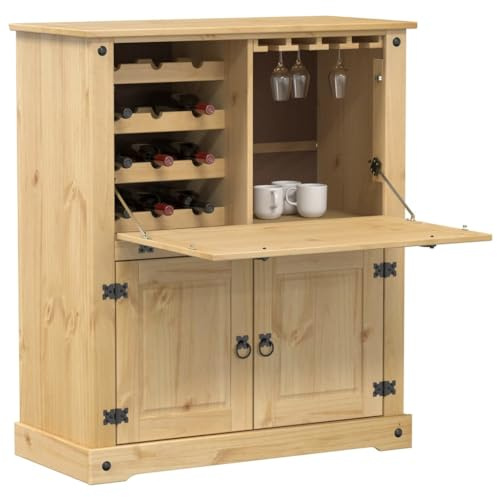 Générique Armoire à vin Corona 97x45x114 cm Bois de pin Massif Meubles Armoires & Meubles de Rangement Caves à vins & spiritueux (Poids 37.7KG)