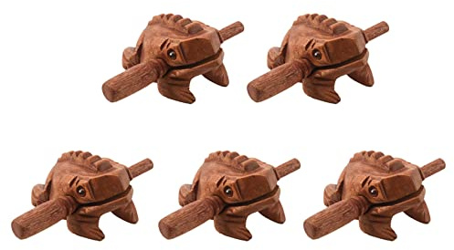 Uikdjgu 5X Carved Croaking Wood Percussion Musical Sound Wood Frog Tone Block Toy