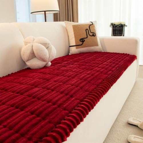 LINGKY Sofa Überzug Dicke Kordsamt Sofabezug Waschbar Hund Katze Sofaschoner rutschfest Universal Couch Überzug für U Form L Form Sektionssofa für 1 2 3 4 Sitzer Sofa (Rot,70x210cm)